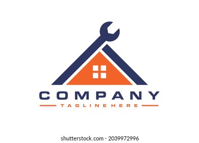 simple house roof wrench logo	