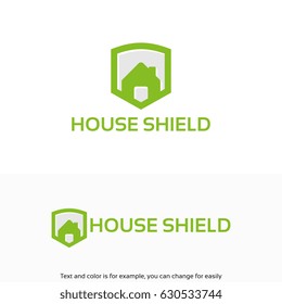simple house shield logo designs, vector illustration