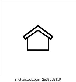 A simple house silhouette with a gabled roof. A minimal line art symbol for real estate, home, or property, isolated on a white background.