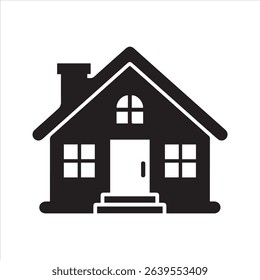 Simple House Silhouette Vector Icon – Minimal Real Estate Symbol	