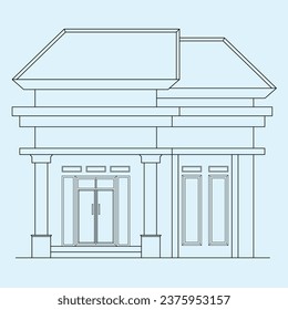 diseño de esbozo de casa simple, modelo número seis, vista frontal con una planta