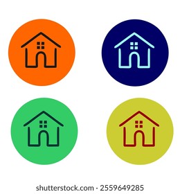 Simple house symbol. Flat real estate sign. Main page pictogram in filled, thin line, outline and stroke style