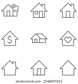 Simple house symbol. Housing budget. Outline icons about buildings. Architecture. House, Technology, Wireless. Linear pictogram pack. Professional vector icon.