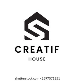 Simple House Symbol Logo in the Shape of the Letter S with Minimalist, Modern, and Elegant design, suitable for Property, Construction, Architecture