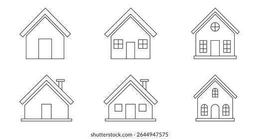 Simple house symbol. Smart home icon collection. Main page pictogram in filled, thin line, outline editable Stroke. House, Technology, Wireless. Web Home Icons Pack House Icon Set. 