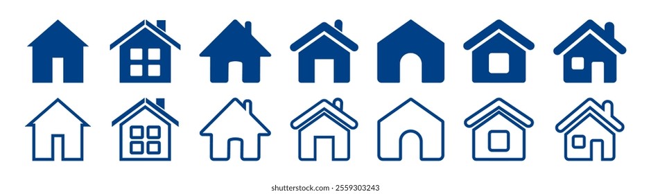 Simple house symbols. Web home icon set for websites and apps. Home page icon.