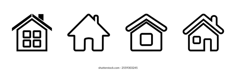 Simple house symbols. Web home icon set for websites and apps. Home page icon.