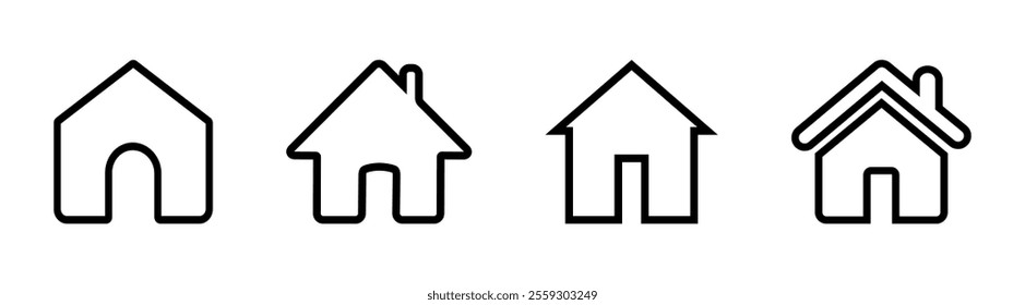 Simple house symbols. Web home icon set for websites and apps. Home page icon.