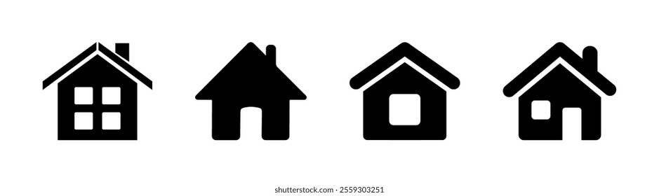 Simple house symbols. Web home icon set for websites and apps. Home page icon.