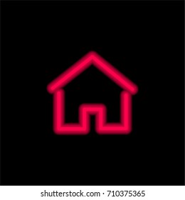 Simple house thin red glowing neon ui ux icon. Glowing sign logo vector