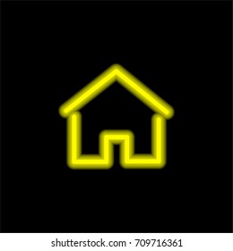 Simple house thin yellow glowing neon ui ux icon. Glowing sign logo vector