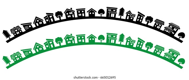 simple house and tree - arch bend silhouette - 