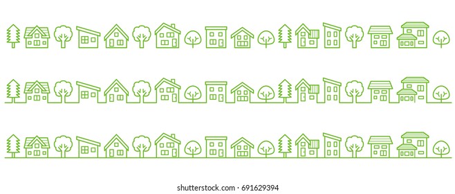 simple house and tree - line drawing - ecological image