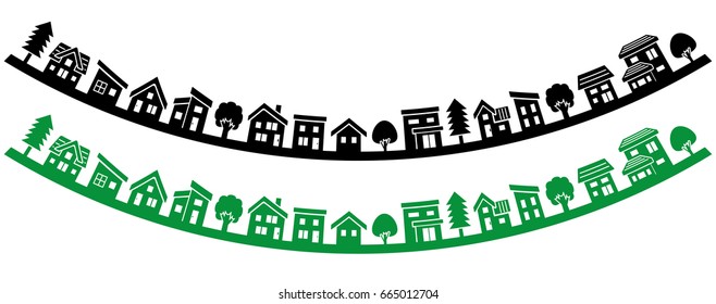 simple house and tree - silhouette and reverse arch -