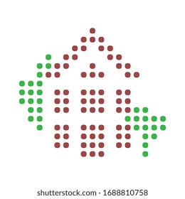 Simple house and trees dots icon