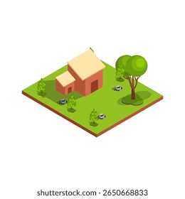 Simple House with Trees for urban planning and outdoor recreation design concepts