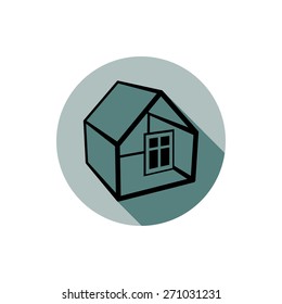 Simple house vector detailed illustration. Property developer conceptual icon, real estate emblem.  Building modeling and engineering projects abstract symbol. 