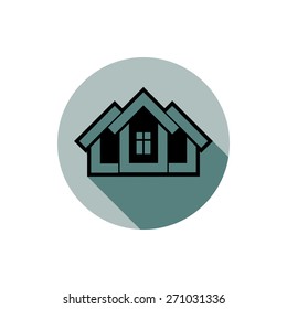 Simple house vector detailed illustration. Property developer conceptual icon, real estate emblem.  Building modeling and engineering projects abstract symbol. 