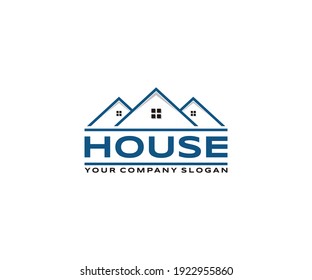 Logo simple vectorial de casa en color azul
