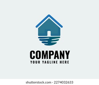 simple house and water form water droplet logo icon design template illustration inspiration