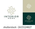 simple house window line art logo vector design concept	
