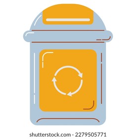 Simple household equipment element trash can in flat illustration, this element will create a fresh atmosphere, simple fun and elegant vector design.