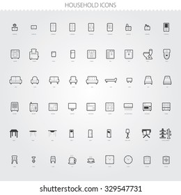 Simple Household Web Icons Set