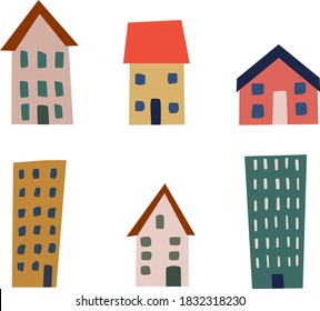 simple houses and buildings vector illustration