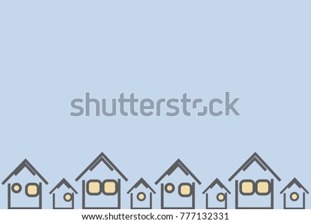 Simple houses pattern on a light blue background