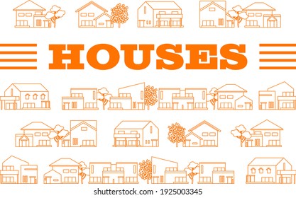 Simple houses  vector lined illustration