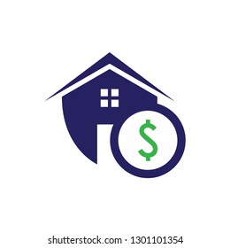 Simple housing and real estate shield icon with dollar symbol for web icon or mobile APP. For more icon and logo please click on my name below to see my gallery. Vector illustration EPS.8 EPS.10