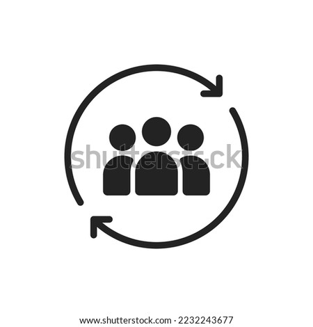 simple hr management black icon with staff. concept of relationship support or loyalty program pictogram. minimal unity or human resource logotype graphic web design element isolated on white