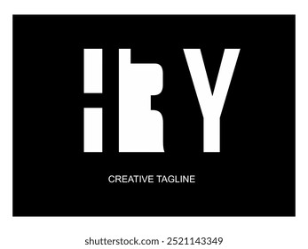 Simple HRY text vector, free logo design, black background.