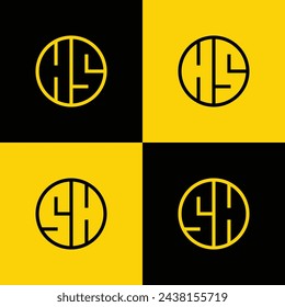 Simple HS and SH Letters Circle Logo Set, suitable for business with HS and SH initials