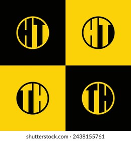 Simple HT and TH Letters Circle Logo Set, suitable for business with HT and TH initials