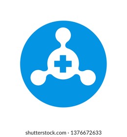 Simple Hub Network Connection Combined With Positive Symbol, Blue vector icon design
