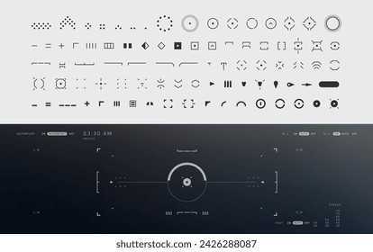 Simple HUD UI elements vector set. elegant, sleek, futuristic