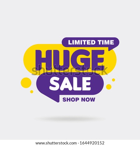 Simple Huge Sale Sign Shape Banner on White Background Design, Discount Banner Template Vector for advertising, social media, web banner