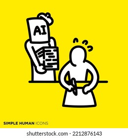 Simple human action and pose icon series "AI to prepare AIs