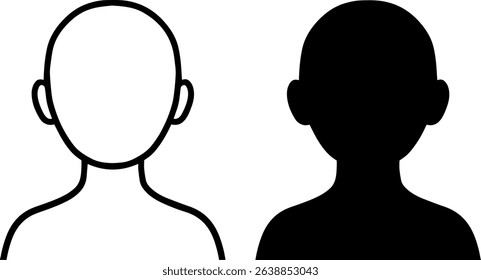 Simple Human Bust Silhouette Illustration Set