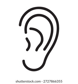 Simple Ilustración vectorial de arte de línea de icono de oído humano.