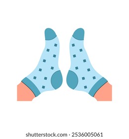 Simple human feet wearing socks vector illustration in hand drawn style, feet in socks vector on a white background