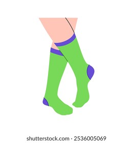 Simple human feet wearing socks vector illustration in hand drawn style, feet in socks vector on a white background
