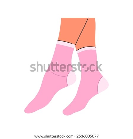 Simple human feet wearing socks vector illustration in hand drawn style, feet in socks vector on a white background