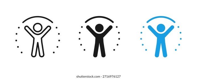 Icono simple de felicidad humana que representa alegría, emociones positivas y bienestar. Símbolo de Vector limpio para psicología, salud, sentimiento, motivación y diseño de interfaz de usuario.
