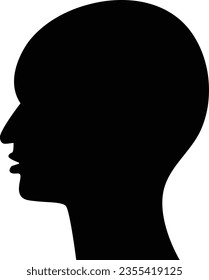 Simple Human Head Silhouette Design Element Illustration.