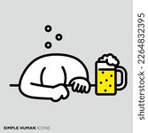 Simple human icon series "Drunk crushed person"
