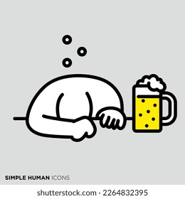 Simple human icon series "Drunk crushed person"