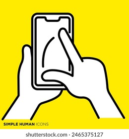 Simple human icon series, hand pinching out on smartphone