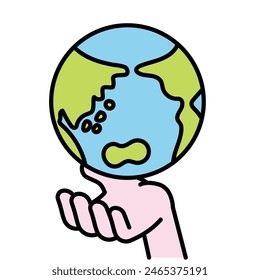 Simple human icon series, hand holding the earth